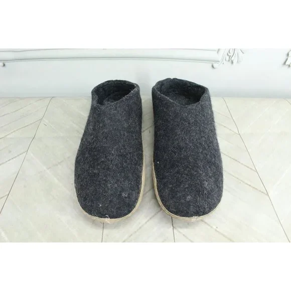 Glerups Charcoal Wool Indoor Leather Sole Slippers Shoe Size 8 - Picture 5 of 8